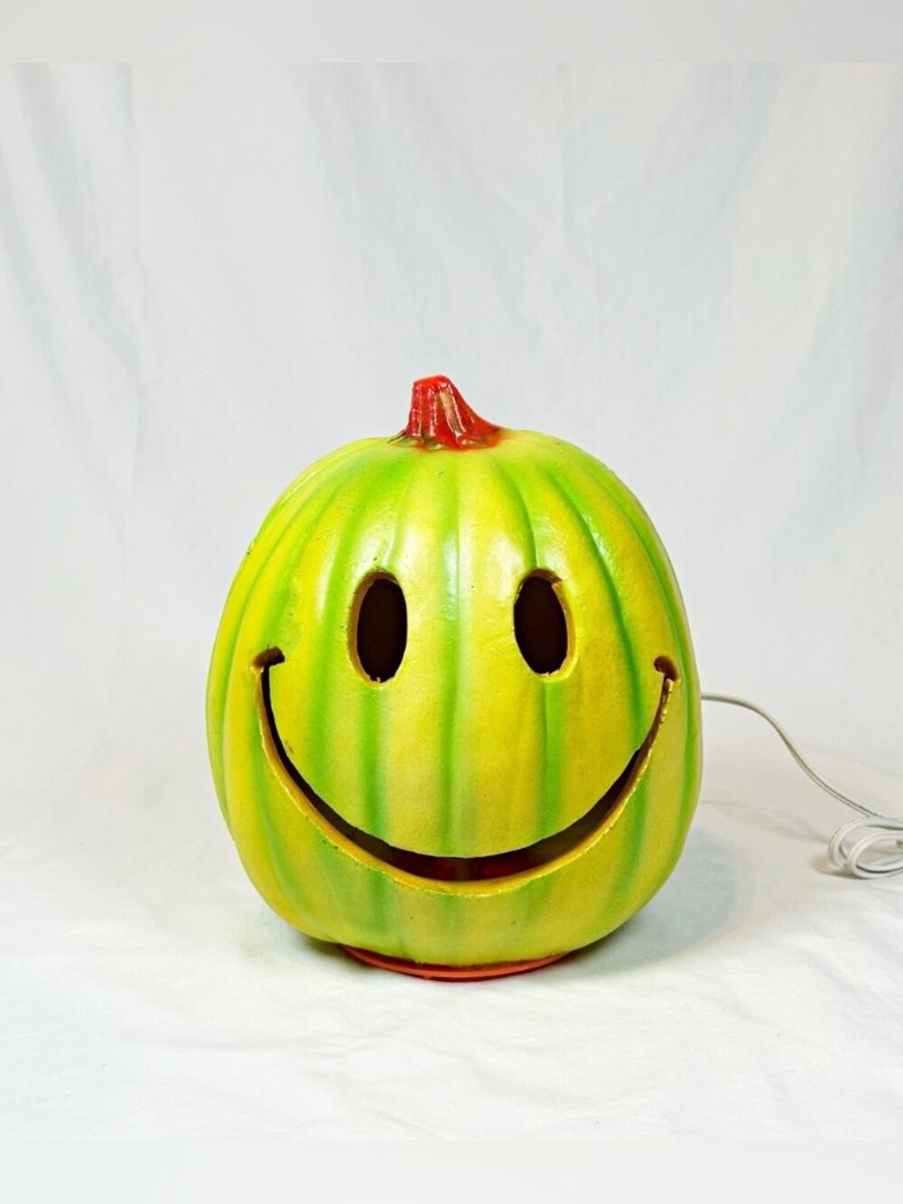 Vintage 90s Trendmasters Lighted Green Jack-O-Lantern Pumpkin Halloween Decor